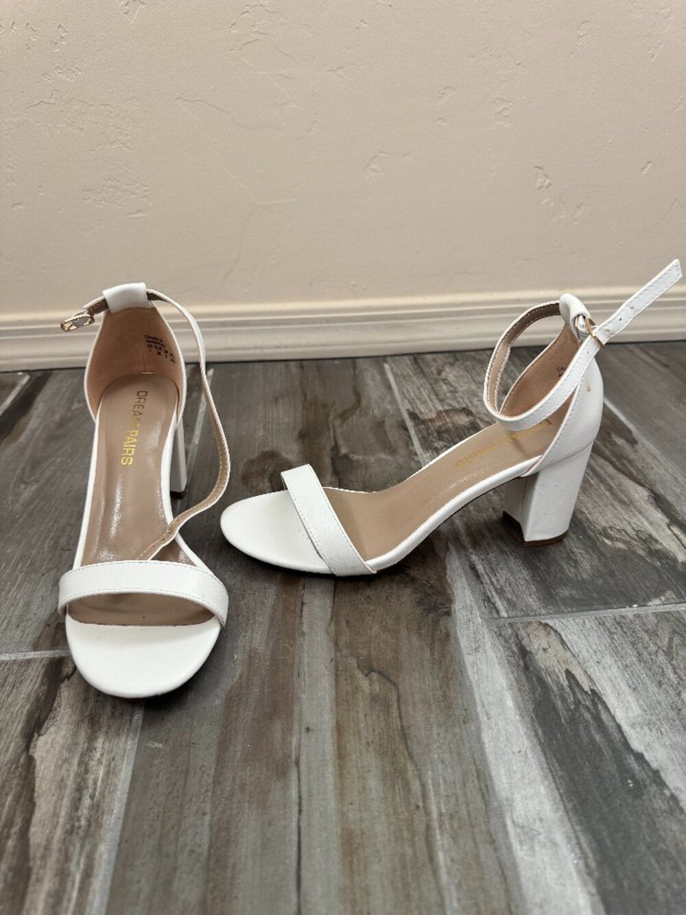 Dream Pairs White Block Heel Ankle Strap Sandals